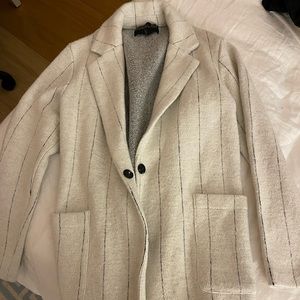 Rachel Zoe white striped coat M